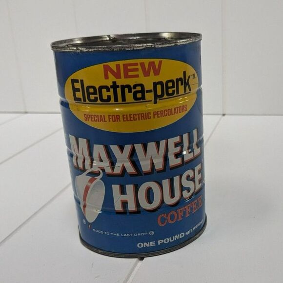 Vintage Maxwell House Electra Perk Coffee Can - 1 lb - Empty - Picture 1 of 7